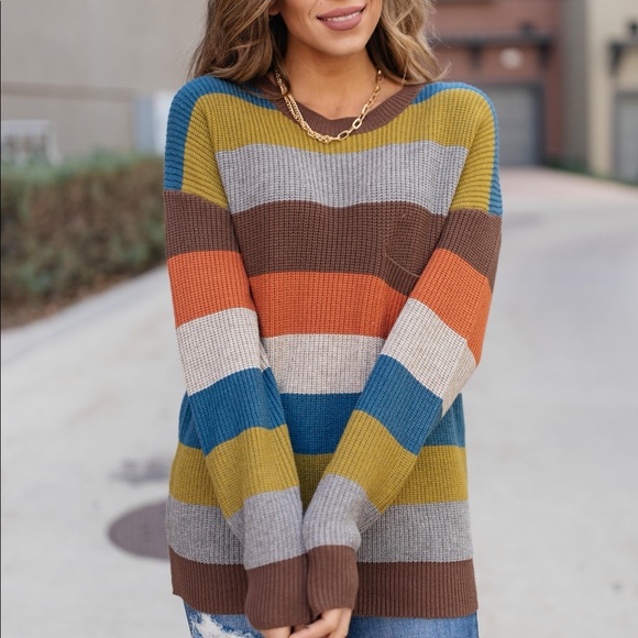 Dash of Pink Sweaters - Summoning Fall Striped Sweater